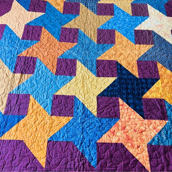 Handmade Patchwork Star Quilt – 70” x 70” – NEW - Picture 3 of 12